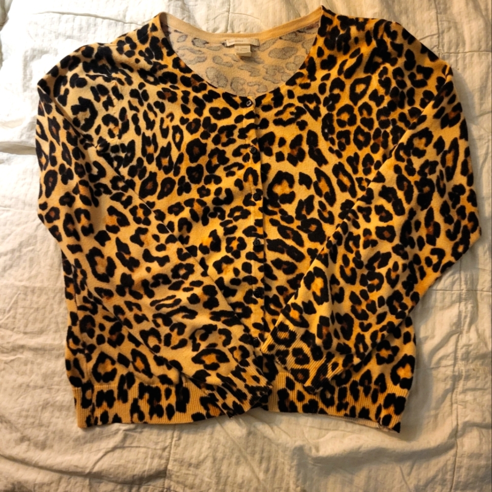 Leopard print button up sweater